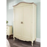 Premium Teak Wood 2 Door Wardrobe (Champagne White Finish) - Wooden Twist UAE